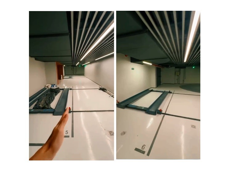 Outra plataforma na garagem facilita movimentação dos carros para os lados, para que um veículo não bloqueie o acesso do outro — Foto: Reprodução/Instagram