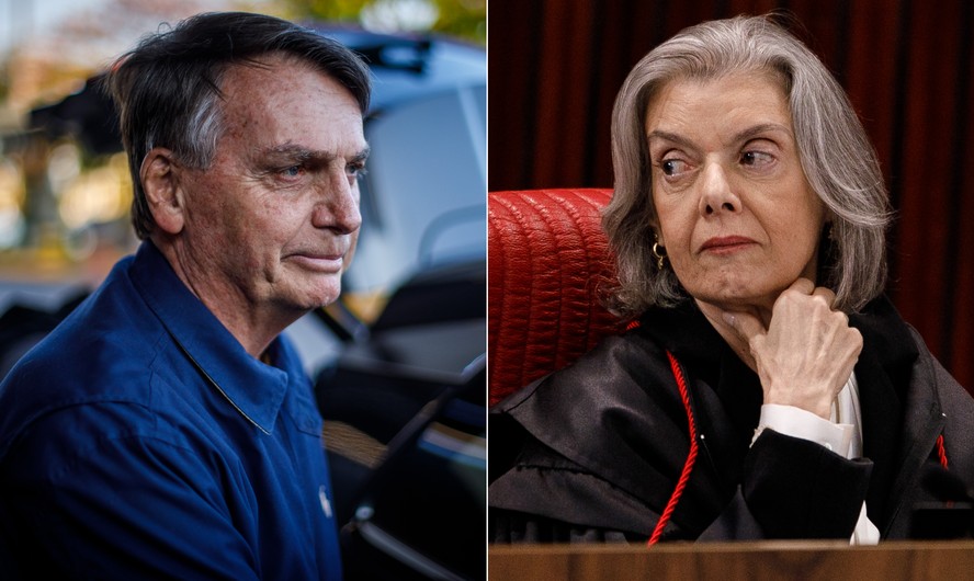 O ex-presidente Jair Bolsonaro e a próxima presidente do Tribunal Superior Eleitoral (TSE), ministra Cármen Lúcia