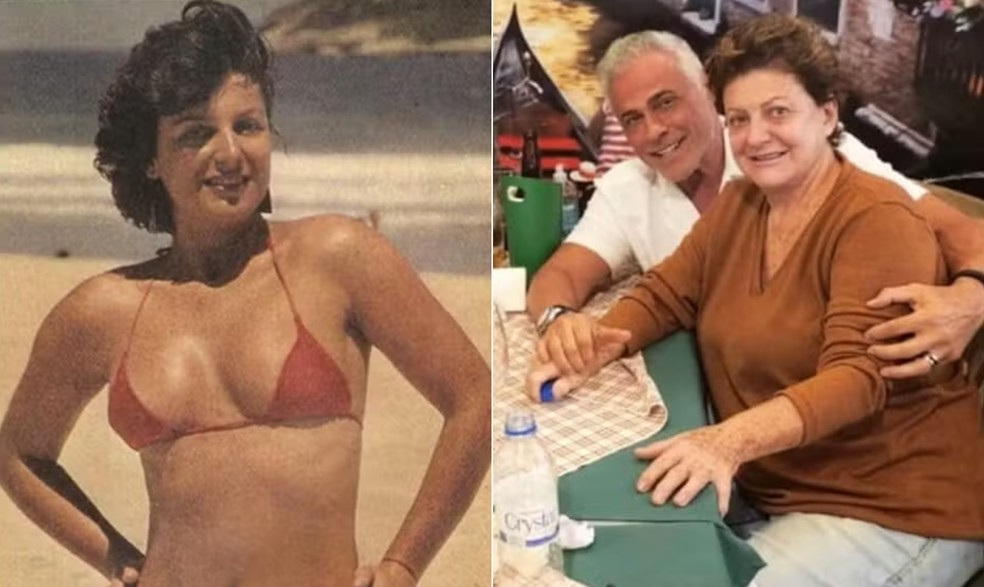 Musa da pornochanchada, Matilde Mastrangi nos anos 1980 e atualmente — Foto: Reprodução