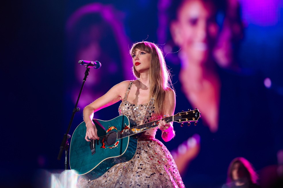 Taylor Swift durante uma de suas apresentações em São Paulo, no Allianz Parque — Foto: TAS Rights Management / Divulgação