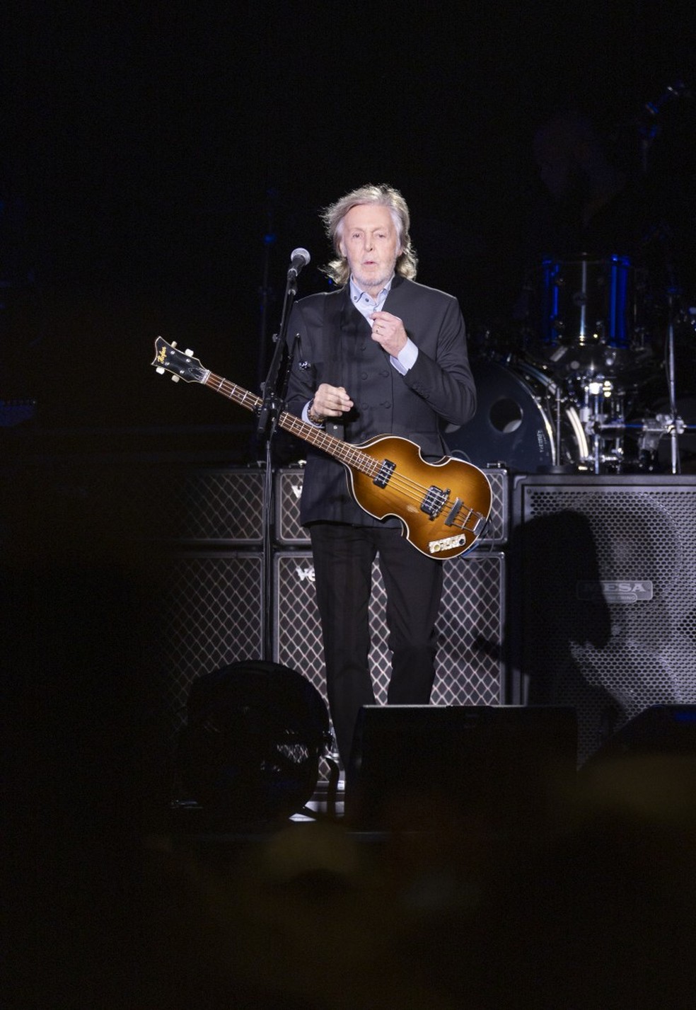 Paul McCartney no primeiro dos três shows da 'Got Back Tour' que o Beatle faz em SP — Foto: Maria Isabel Oliveira
