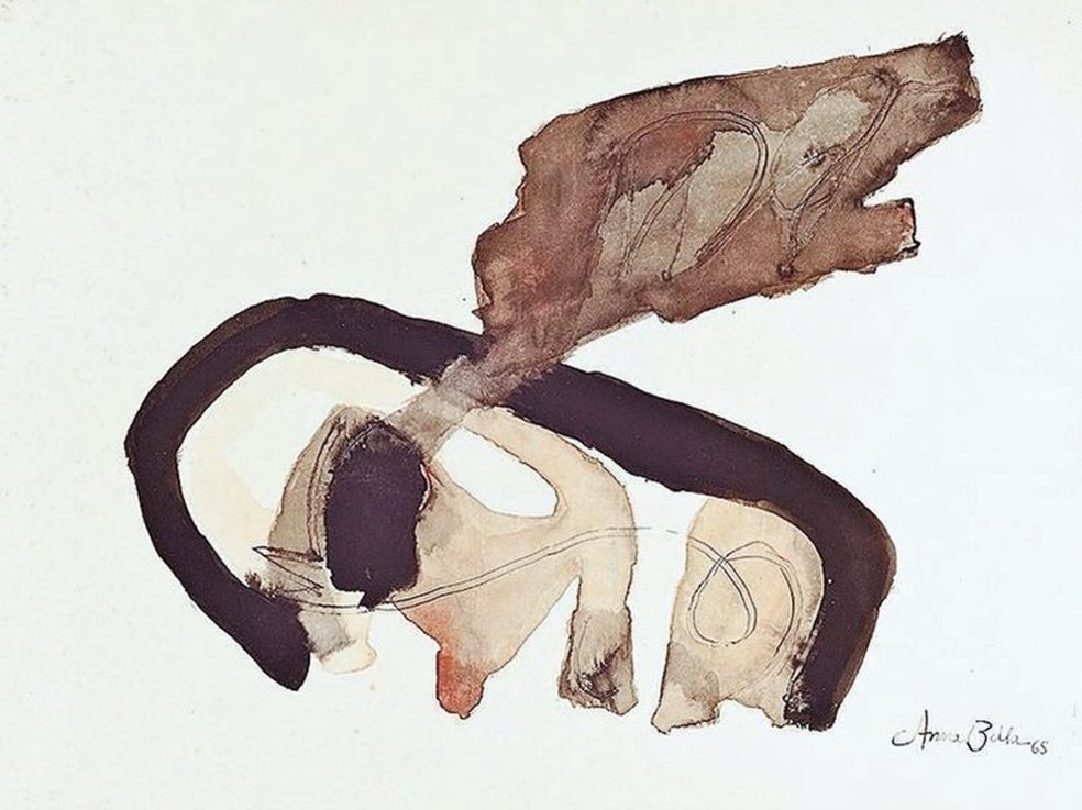 “Sem título”. Obra de 1965 feita em nanquim, bico de pena e aguada de café sobre papel — Foto: Divulgação/Eduardo Ortega