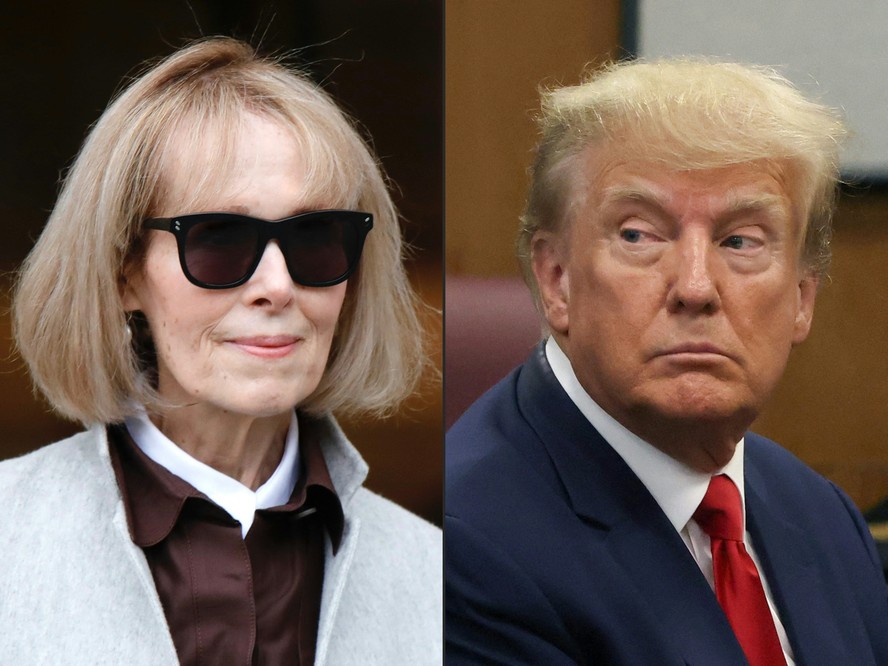 Elizabeth Jean Carroll, escritora que processou Trump, e o ex-presidente dos EUA