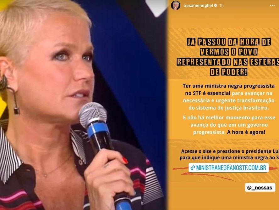 Xuxa faz campanha por ministra negra no STF