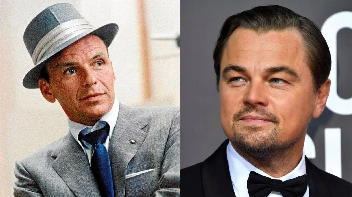 Frank Sinatra e Leonardo DiCaprio — Foto: Divulgação e AFP