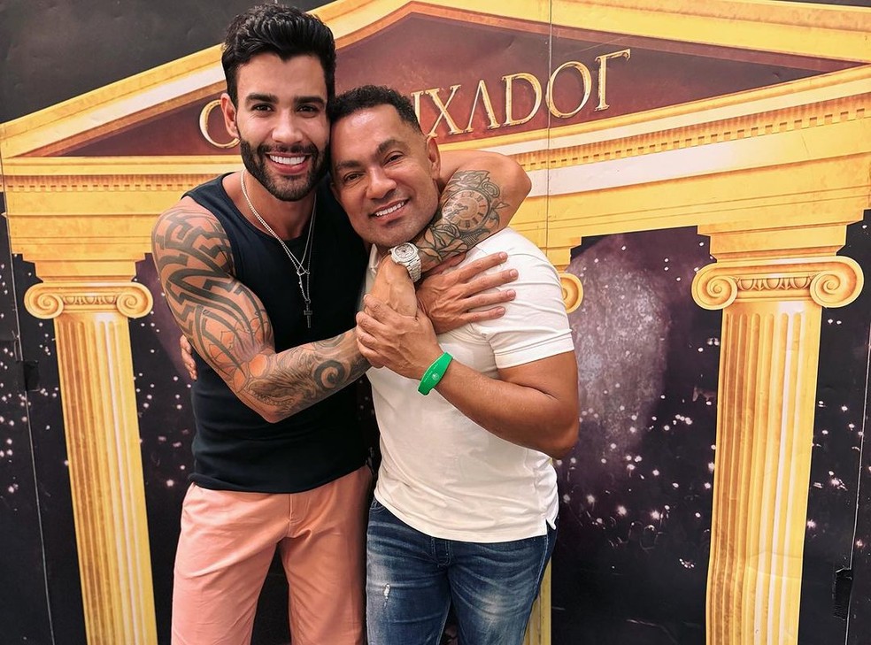 Toninho Duettos, empresário renomado do sertanejo, e Gustavo Lima — Foto: @toninhoduettos no Instagram
