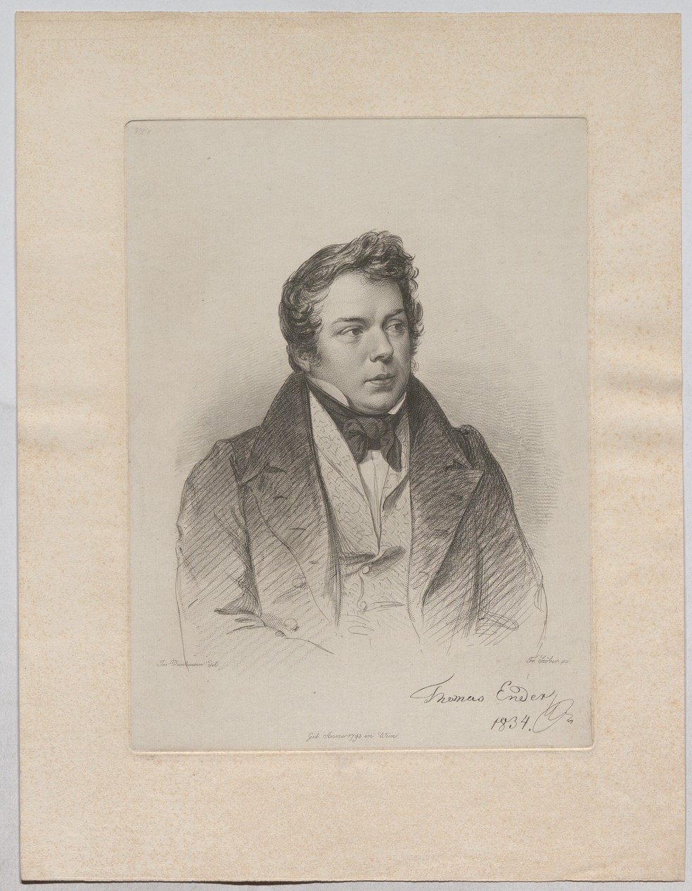  Retrato de Thomas Ender, por Franz Stober, de 1828  — Foto: Albertina Museum, Viena