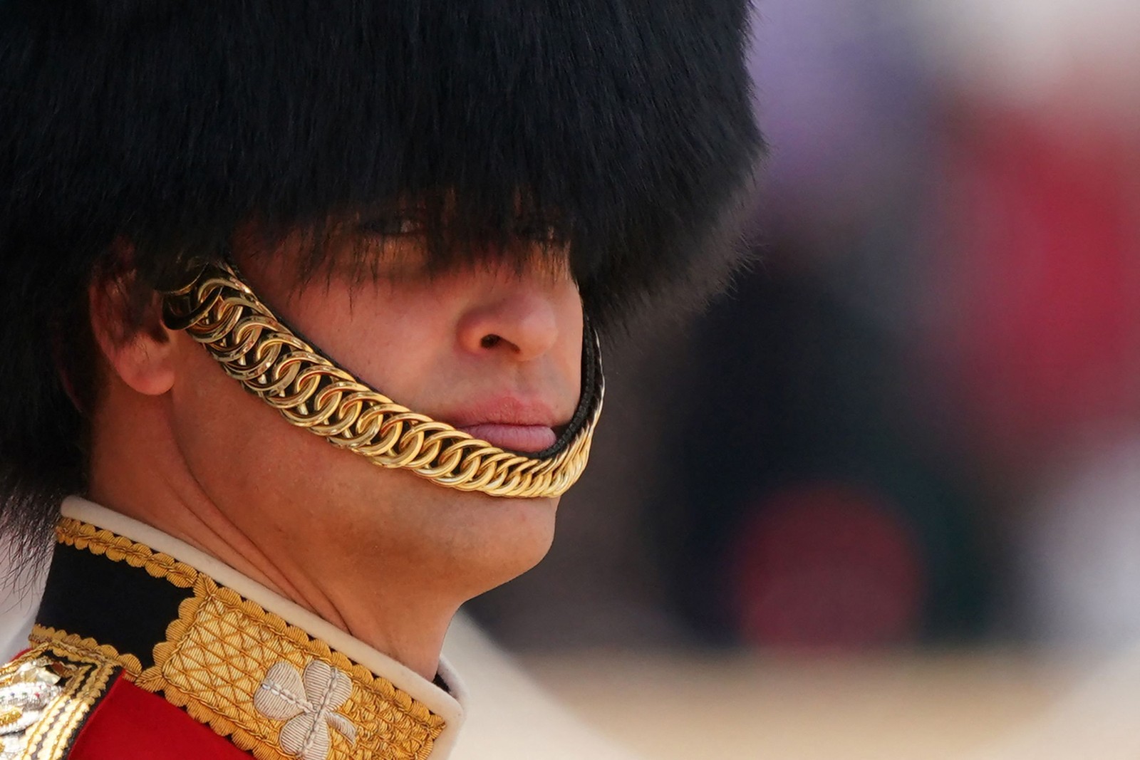 O príncipe William, duque de Cambridge, desfilou a cavalo com os trajes típicos — Foto: YUI MOK / AFP