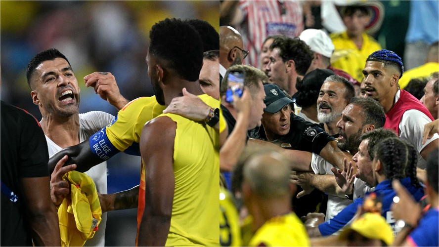 Confronto entre Uruguai e Colômbia termina com muita confusão entre atletas e torcedores