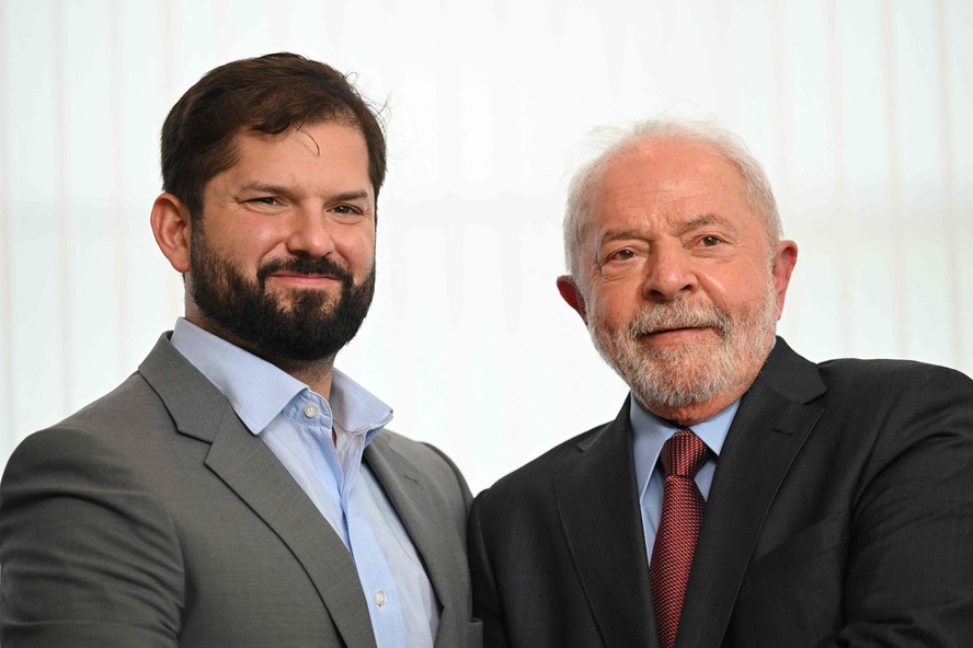 Boric e Lula, durante encontro bilateral em Brasília.