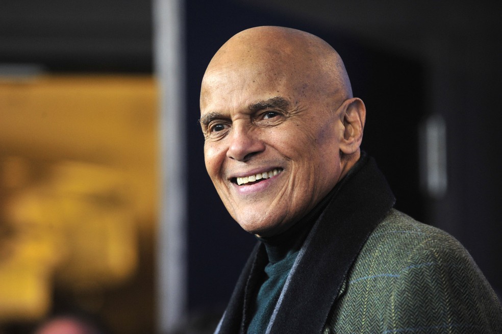 Nesta foto, tirada em 12 de fevereiro de 2011, o cantor norte-americano Harry Belafonte posa durante um festival de cinema para seu filme "Sing Your Song" — Foto: JOHN MACDOUGALL/AFP