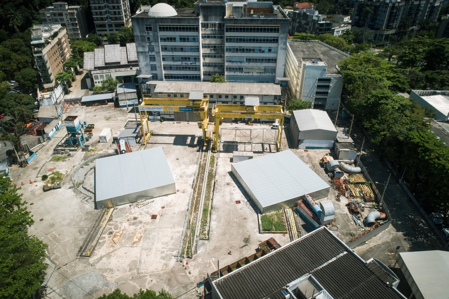 O canteiro de obras da estação da Gávea, que foi inundada em 2017 para evitar danos estruturais