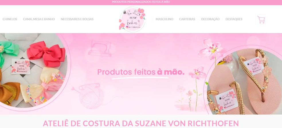 Site da loja aberta por Suzane — Foto: Reprodução