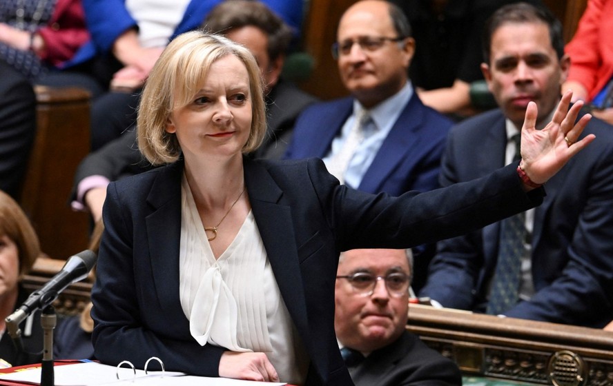 Liz Truss, primeira-ministra do Reino Unido, durante aparição no Parlamento