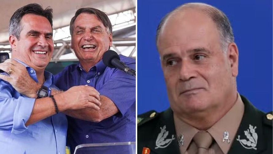 Ciro Nogueira ao lado do ex-presidente Jair Bolsonaro; e o general Freire Gomes