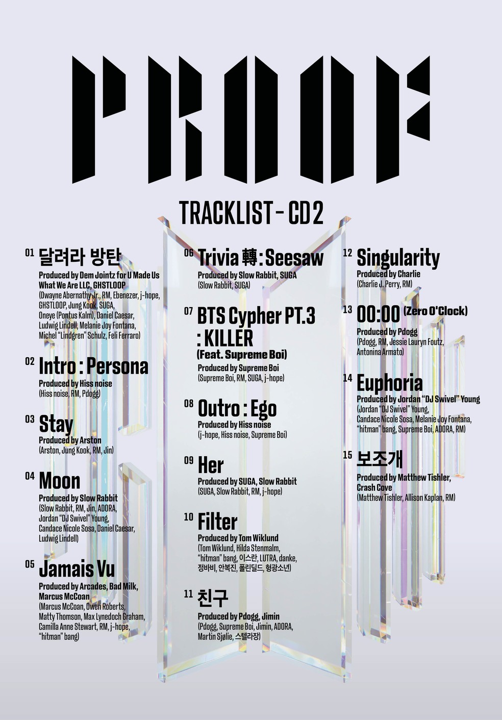 Músicas do CD nº 2 do álbum 'Proof', do BTS  — Foto: Divulgação / Big Hit Music