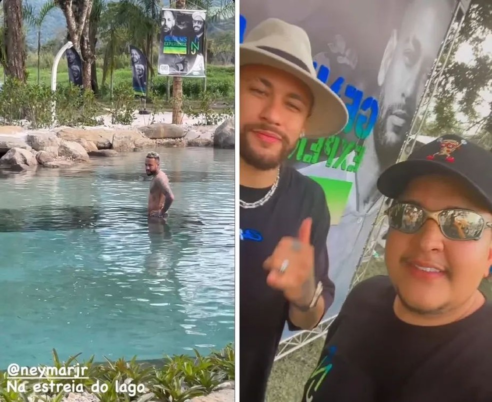 Neymar inaugura lago interditado em sua mansão em Mangaratiba — Foto: Reprodução 