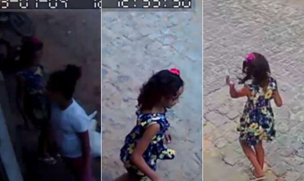 Diferentes câmeras de segurança mostram Ana Sophia nos últimos momentos em que ela foi vista — Foto: Reprodução