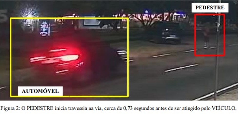 Peritos indicam distância entre Kayky e o carro de Diones — Foto: Reprodução