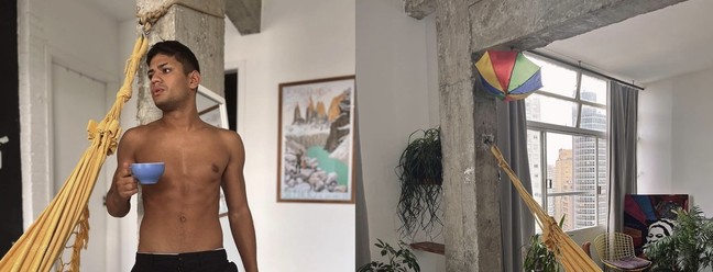 Gabriel Santana em seu apartamento — Foto: Reprodução/Instagram