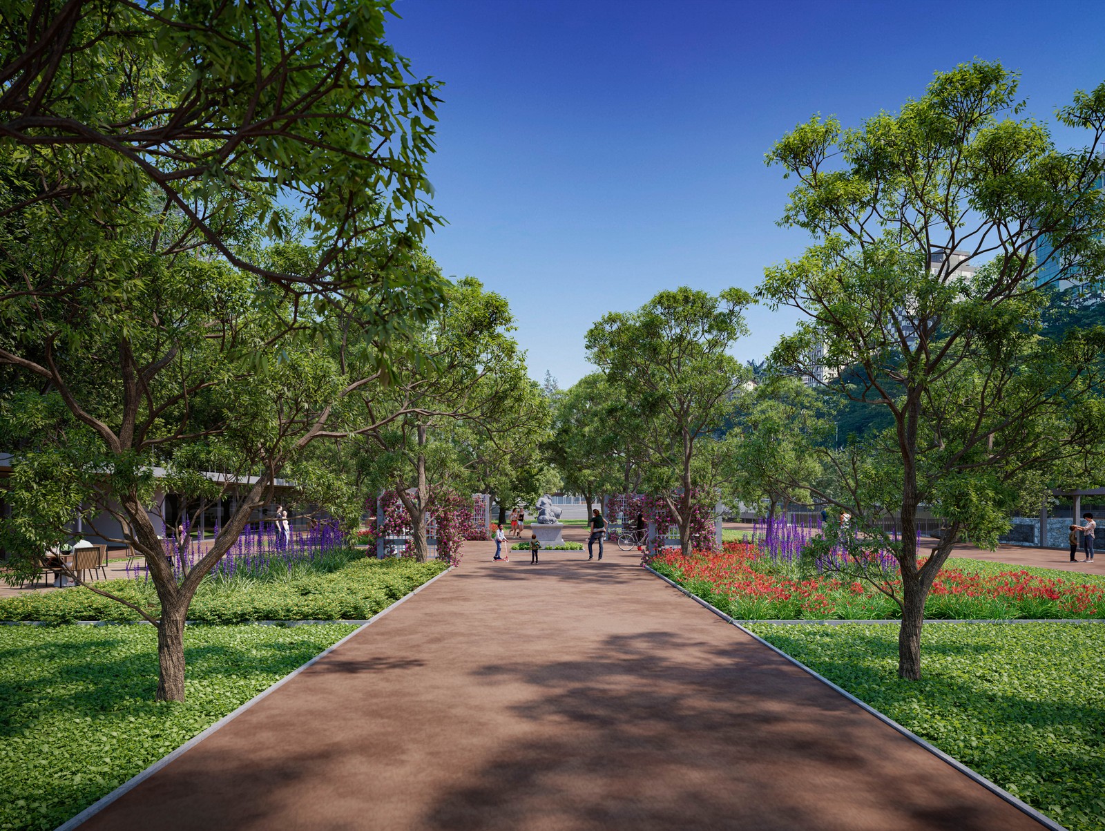 Paisagem: o traçado original do jardim histórico do primeiro trecho do parque, a atual Praça Almirante Saldanha da Gama, será preservado— Foto: Divulgação