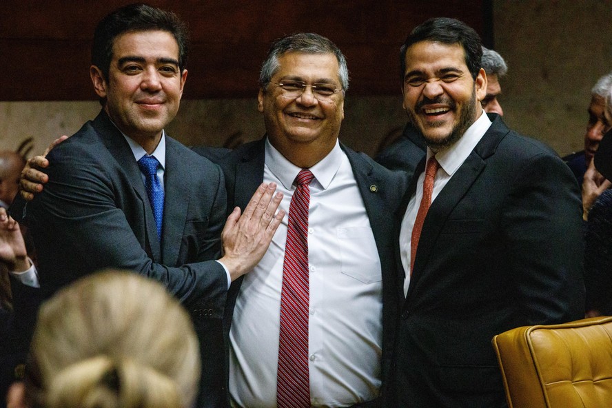 Bruno Dantas, Flávio Dino e Jorge Messias na posse de Barroso