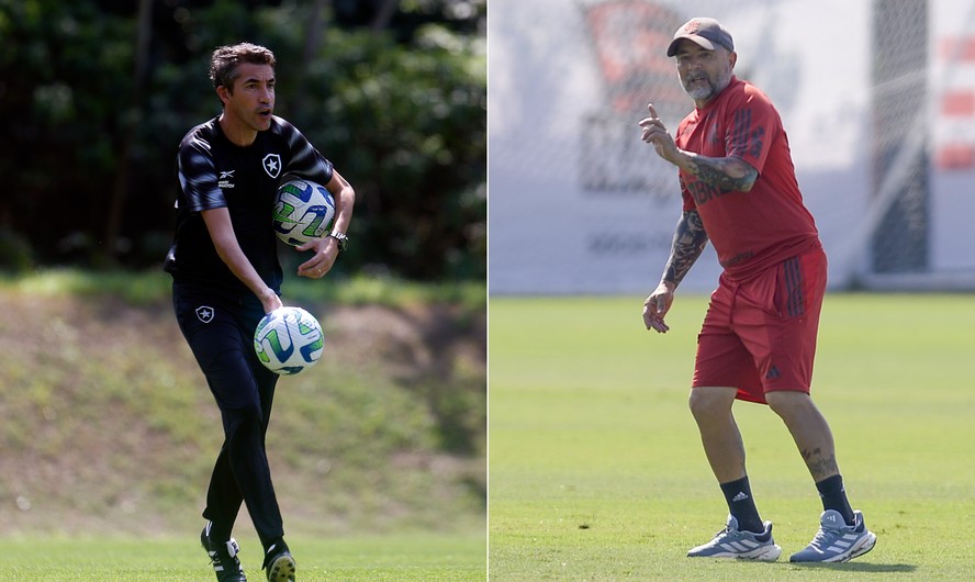 Bruno Lage, treinador do Botafogo, e Jorge Sampaoli, do Flamengo