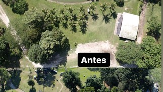 O antes e o depois do lago artificial na mansão de Neymar em Mangaratiba (RJ) — Foto: reprodução