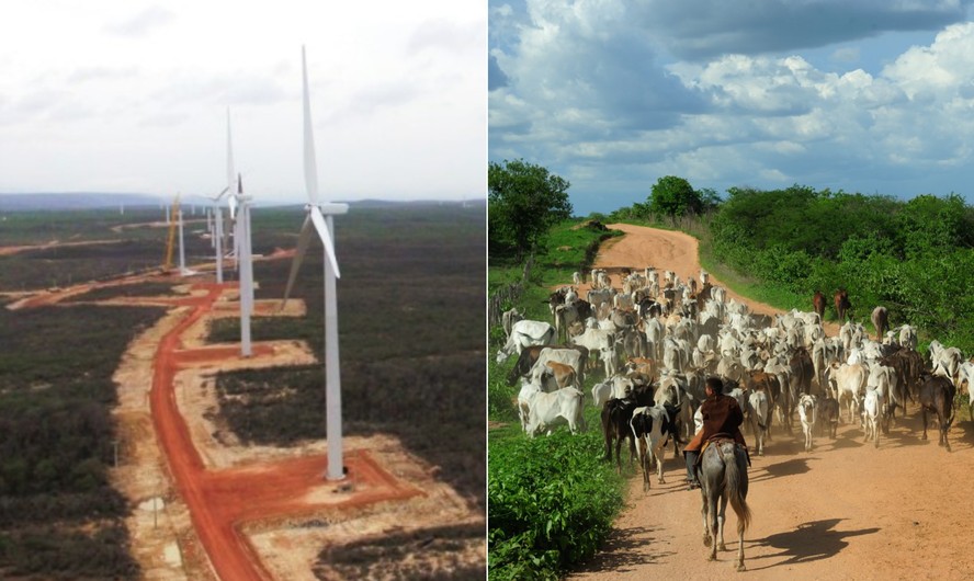 Parque de produção de energia eólica no Ceará e a cidade de Crateús, que poderia perder parte do território para o Piauí