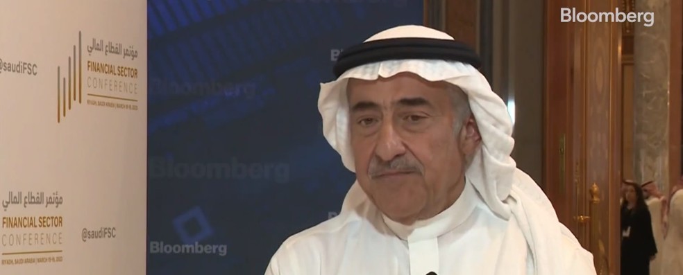 Ammar Al-Khudairy, presidente do Saudi National Bank (SNB), maior acionista do Credit Suisse Bank — Foto: Reprodução Bloomberg TV