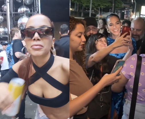 Anitta em sua festa de aniversário, que teve a presença de Bruna Marquezine