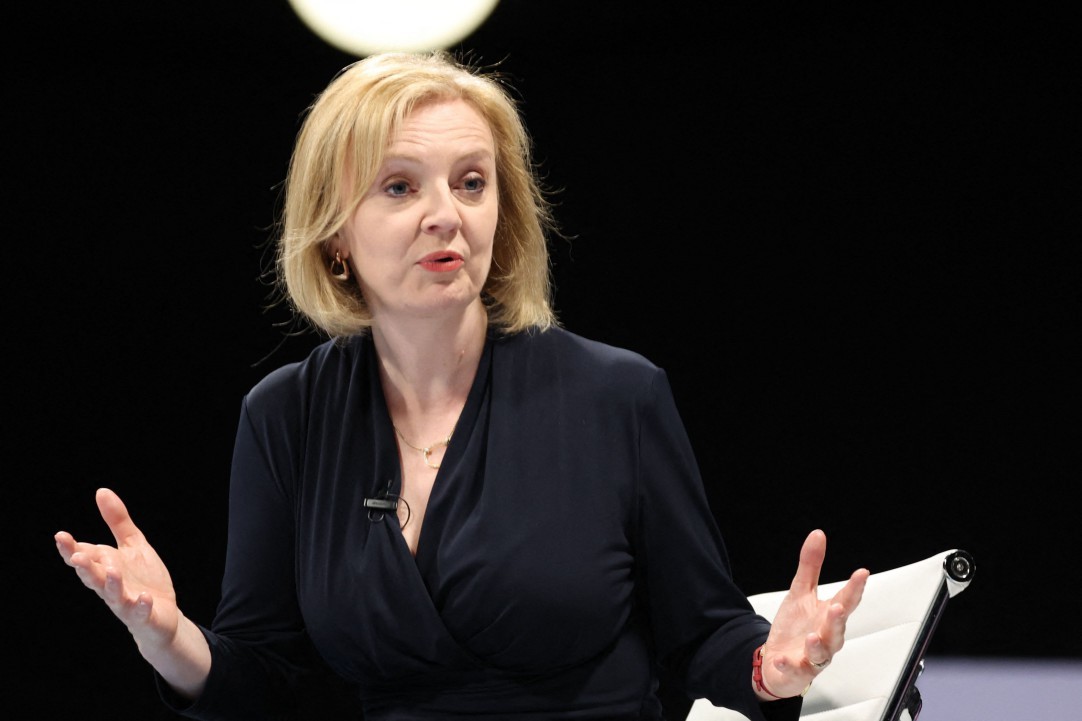 Liz Truss, candidata a se tornar a próxima primeira-ministra do Reino Unido e líder do Partido Conservador — Foto: Nigel Roddis / AFP