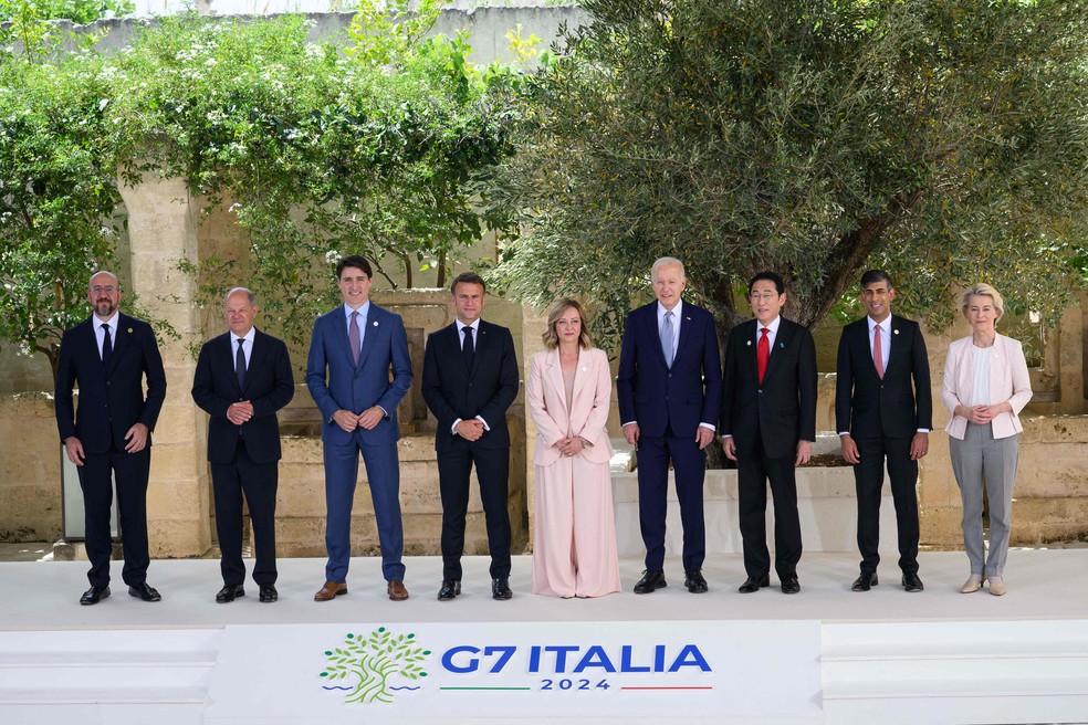 Líderes do G7 reunidos para cúpula na Itália — Foto: Mandel Ngan/AFP