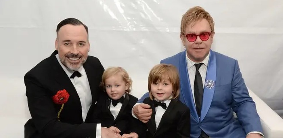 Elton John e David Furnish — Foto: Getty Images