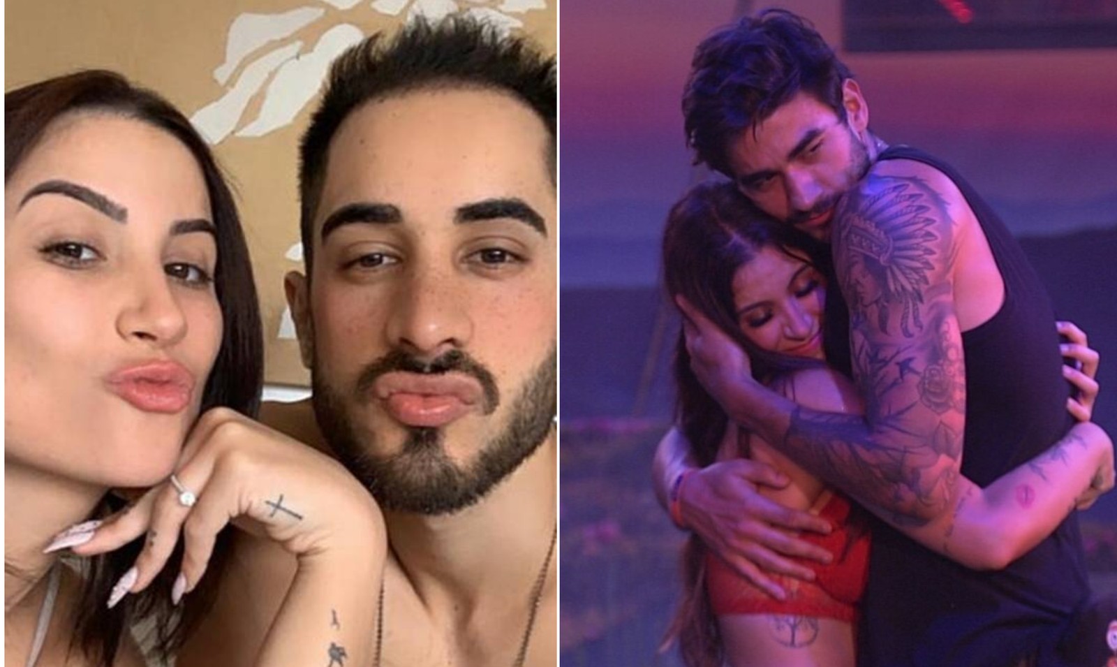 Bianca Andrade, do 'BBB' 20, entrou no programa namorando com o cantor Diogo Melim. Ela se aproximou de Guilherme Napolitano e confessou que sentia vontade de beijá-lo, o que levou o cantor a apagar todas as fotos do casal das redes. Na semana em que Bianca foi eliminada, os dois confirmaram o término do namoro  — Foto: Reprodução/Redes sociais e Globo