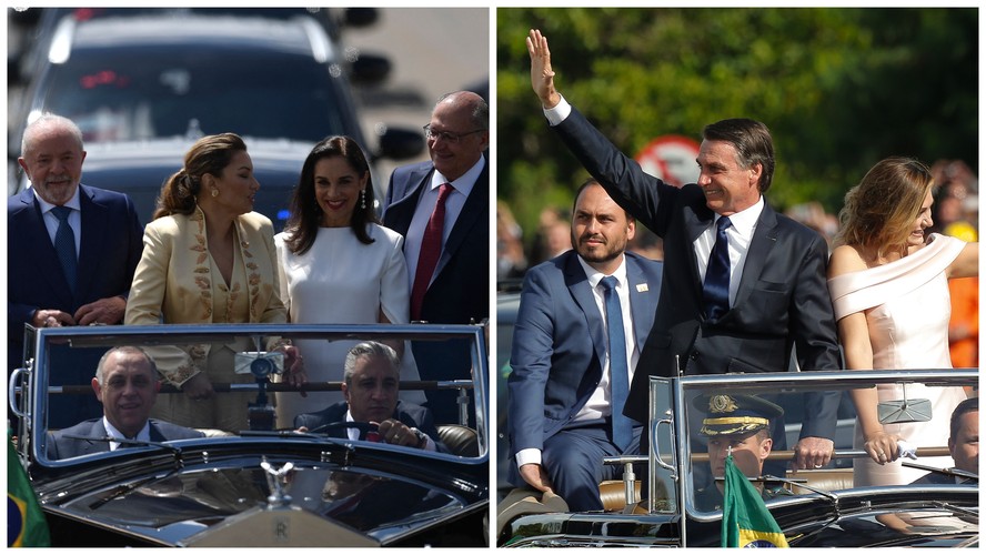 Presença de filho do presidente eleito no Rolls Royce durante desfile foi uma das diferenças nas duas posses