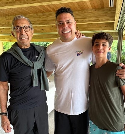 Abilio Diniz, seu filho caçula Miguel e Ronaldo Fenômeno — Foto: Reprodução
