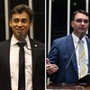 O deputado federal Nikolas Ferreira e o senador Flávio Bolsonaro - Câmara dos Deputados e Jefferson Rudy/Agência Senado