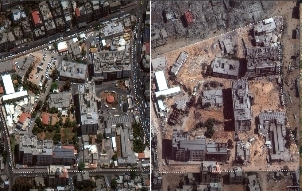 Imagens de satélite de Gaza — Foto: Maxar