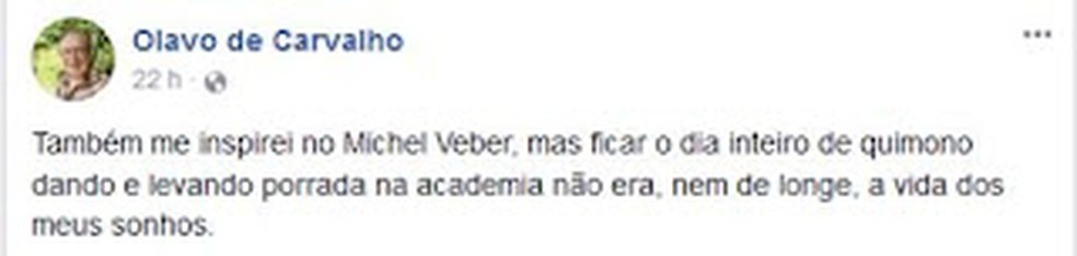 Post de Olavo de Carvalho — Foto: Reprodução