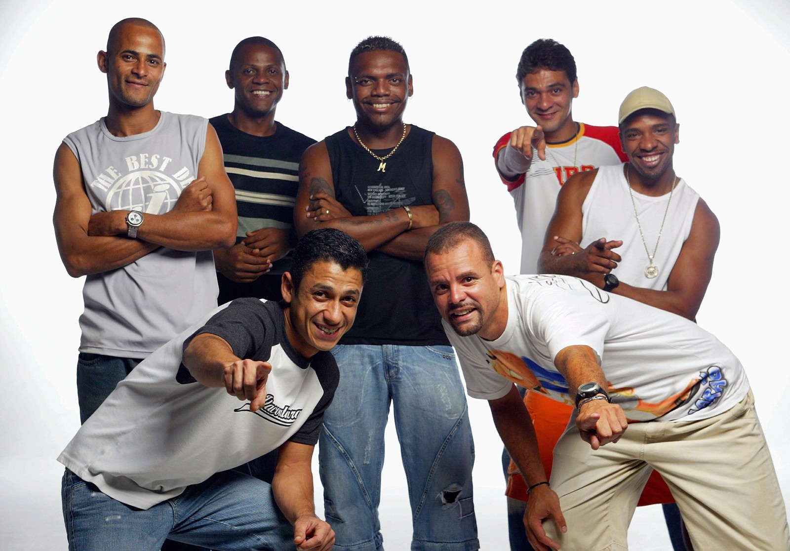 Mcs Marcinho, Tafarel, Danda, Leozinho , R Junior, Bob Rum e Camarão — Foto: Marcelo Theobald/Agência O Globo