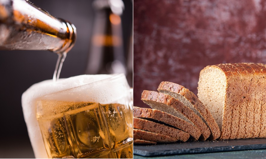 Compare a quantidade de álcool numa cerveja e numa fatia de pão de forma.