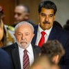 O presidente Luiz Inácio Lula da Silva e o ditador venezulano Nicolás Maduro durante recepção no Palácio do Planalto em maio - Brenno Carvalho/O Globo