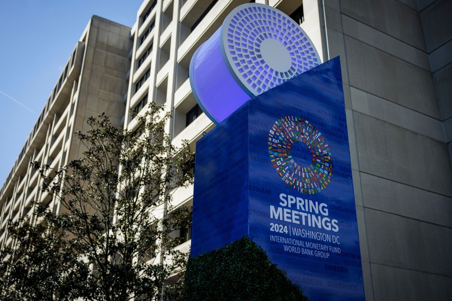 Sede do FMI em Washington, sinalizando o encontro de primavera com o Banco Mundial