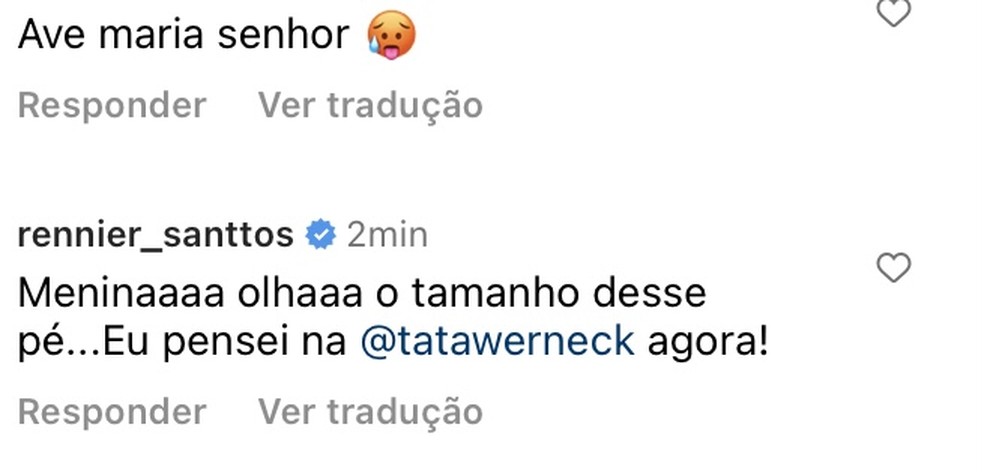 Comentários em postagem de Rafael Vitti — Foto: Reprodução/Instagram