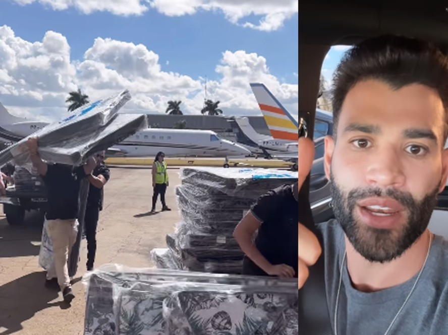 Avião de Gusttavo Lima leva doações para vítimas de chuvas no RS
