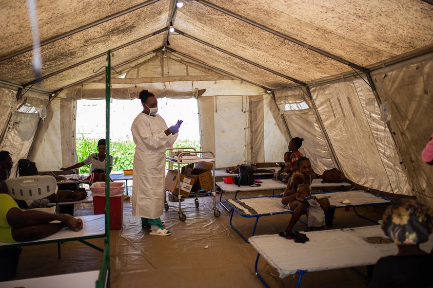 Centro de tratamento de cólera do MSF em Cité Soleil, Haiti, em 3 de outubro de 2022