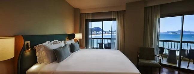 Suite do Hotel Fairmont, em Copacabana — Foto: Reprodução