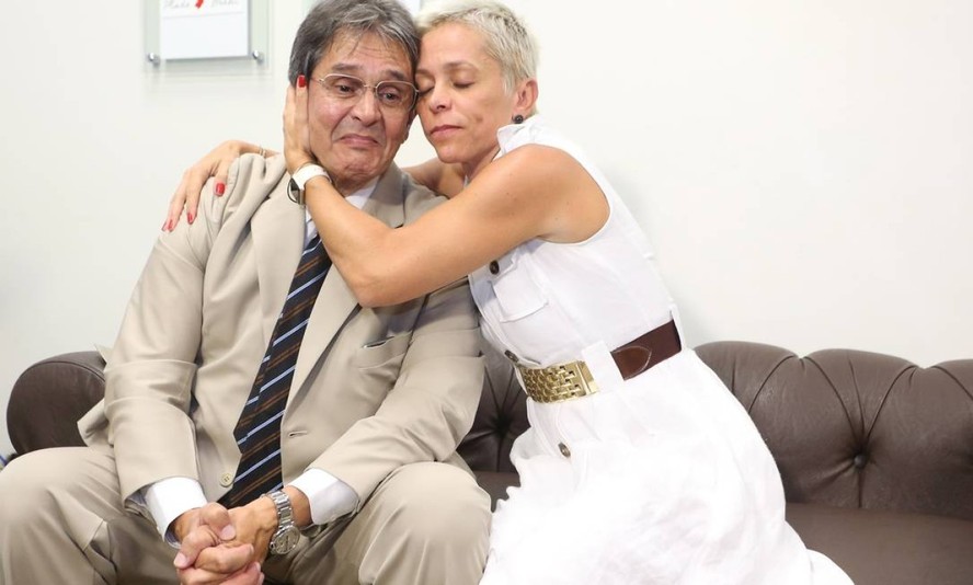 O ex-deputado Roberto Jefferson visita o Congresso Nacional e sua filha, Cristiane Brasil