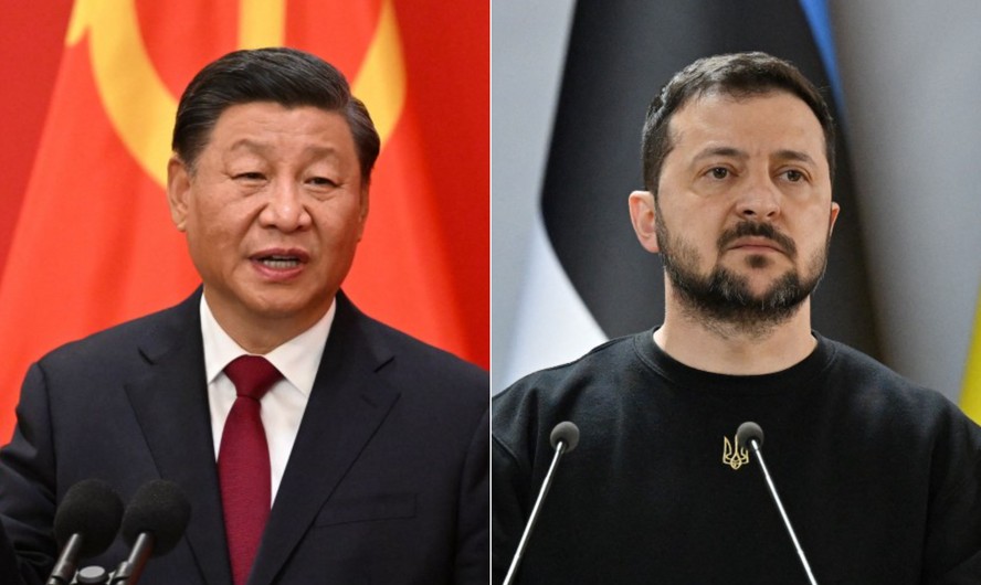 Presidente da China, Xi Jinping, e presidente da Ucrânia, Volodymyr Zelensky, conversaram por telefone nesta quarta-feira